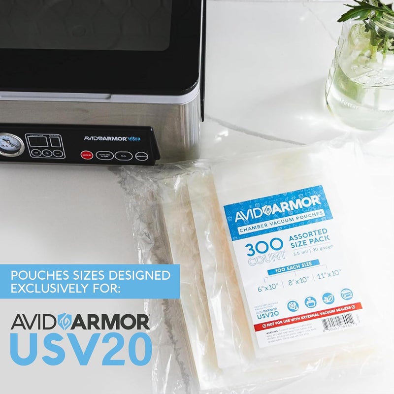 Avid Armor – Chamber Machine Pouches 3.5mil, Pre-Cut Chamber Vacuum Sealer Bags, Heavy Duty Seal Pouch, BPA-Free Chamber Sealer, Assorted Size Pack, 6"x10", 8"x10", 11"x10" - Pack of 300 - Image 5